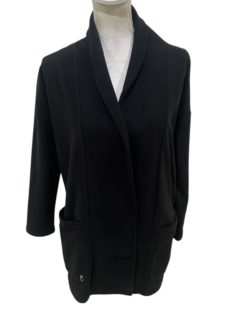 Dudley Stephens New York Black Shawl Collar boyfriend cardigan jacket sz medium
